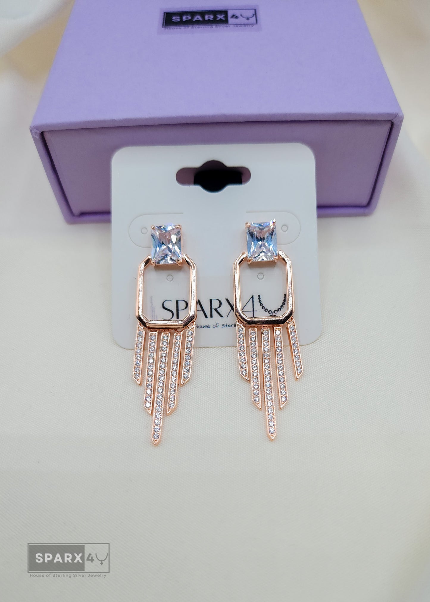 CRYSTAL DRAPE DANGLE EARRINGS