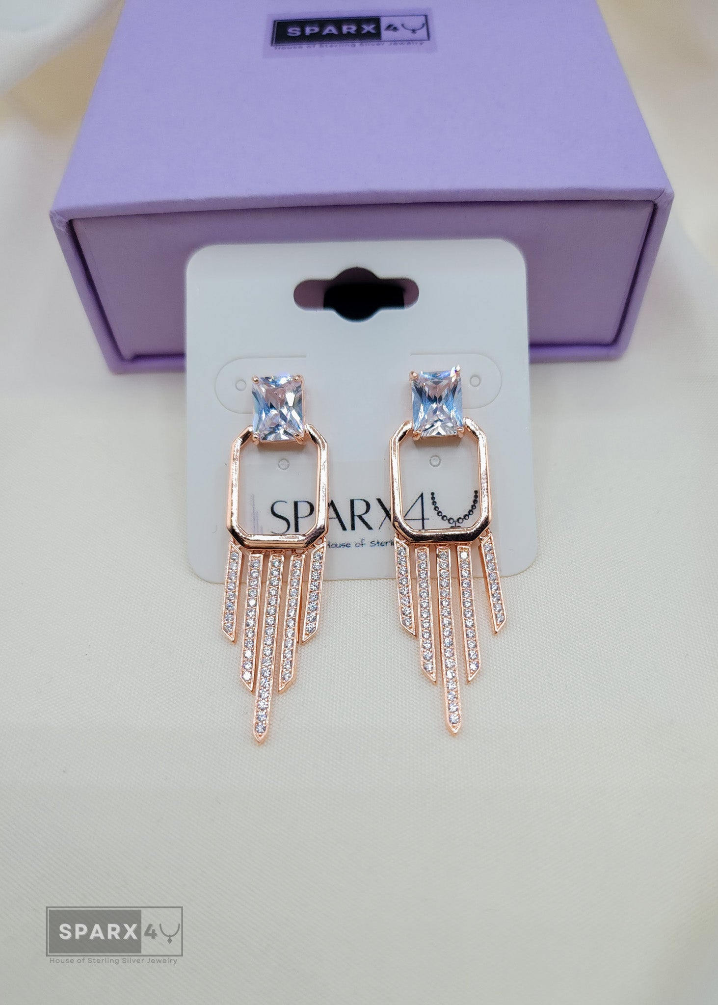 CRYSTAL DRAPE DANGLE EARRINGS