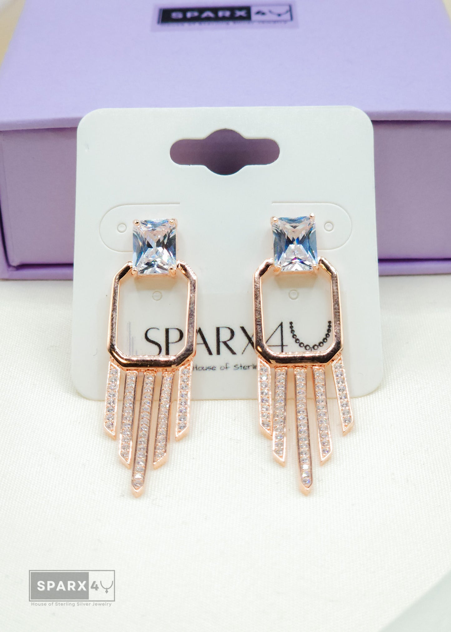 CRYSTAL DRAPE DANGLE EARRINGS