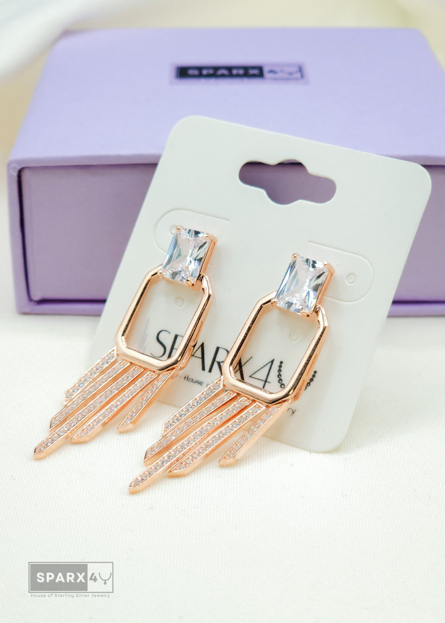 CRYSTAL DRAPE DANGLE EARRINGS