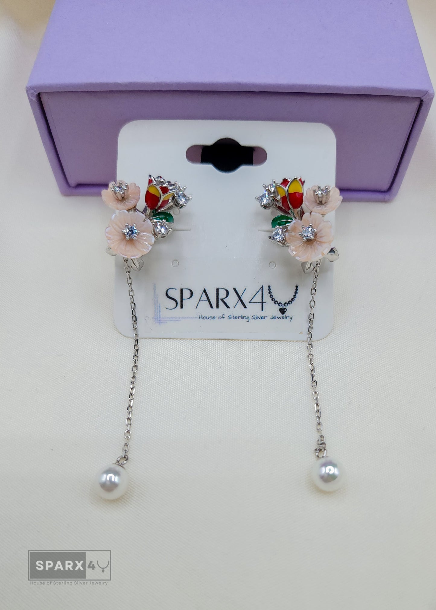 FLORAL FANTASY PEARL HOOP EARRINGS