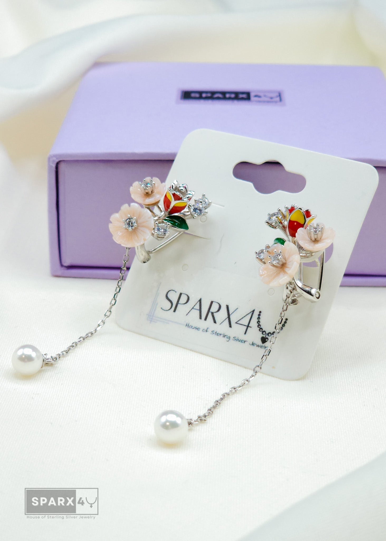 FLORAL FANTASY PEARL HOOP EARRINGS