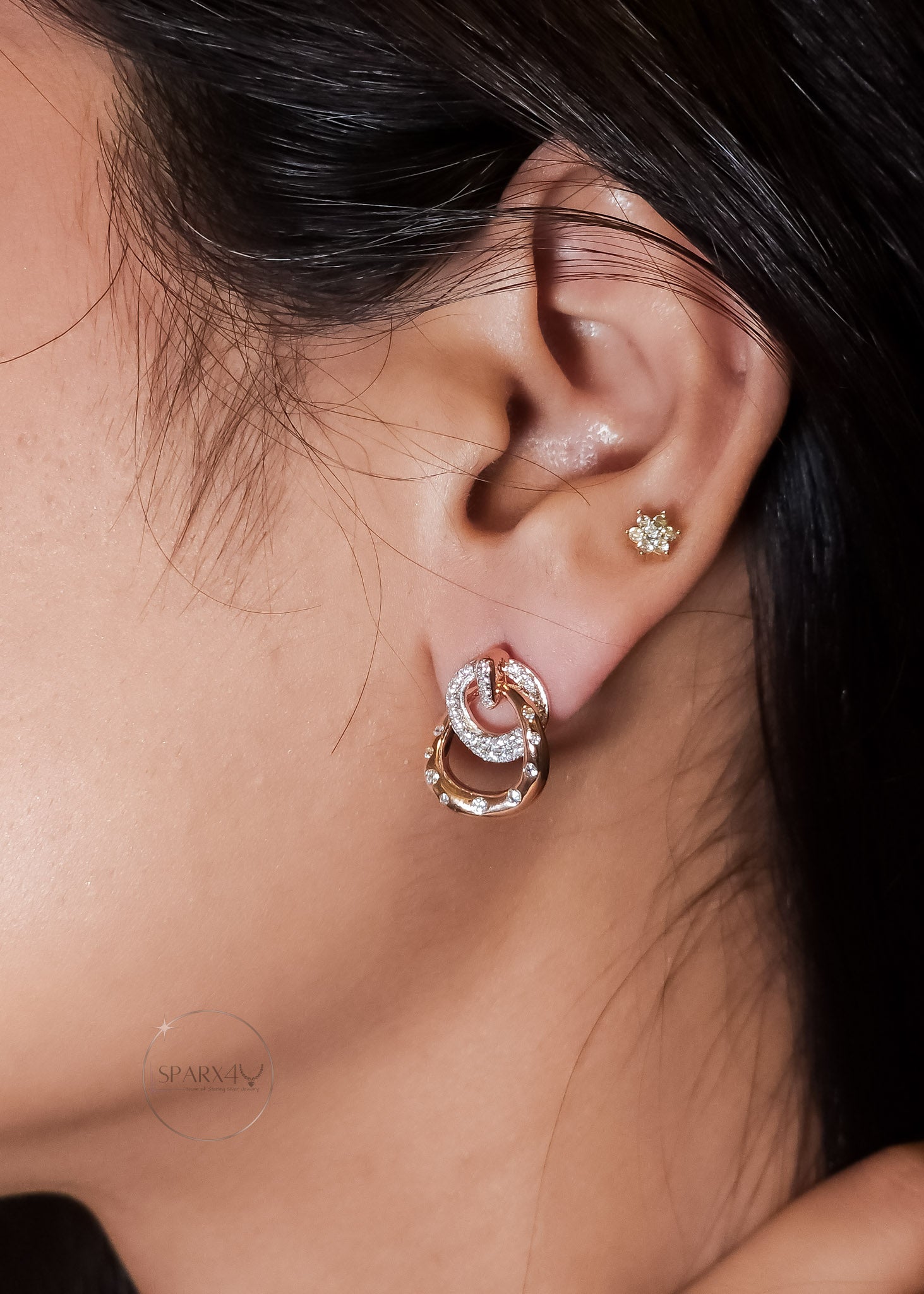 rose swirlled stud earrings