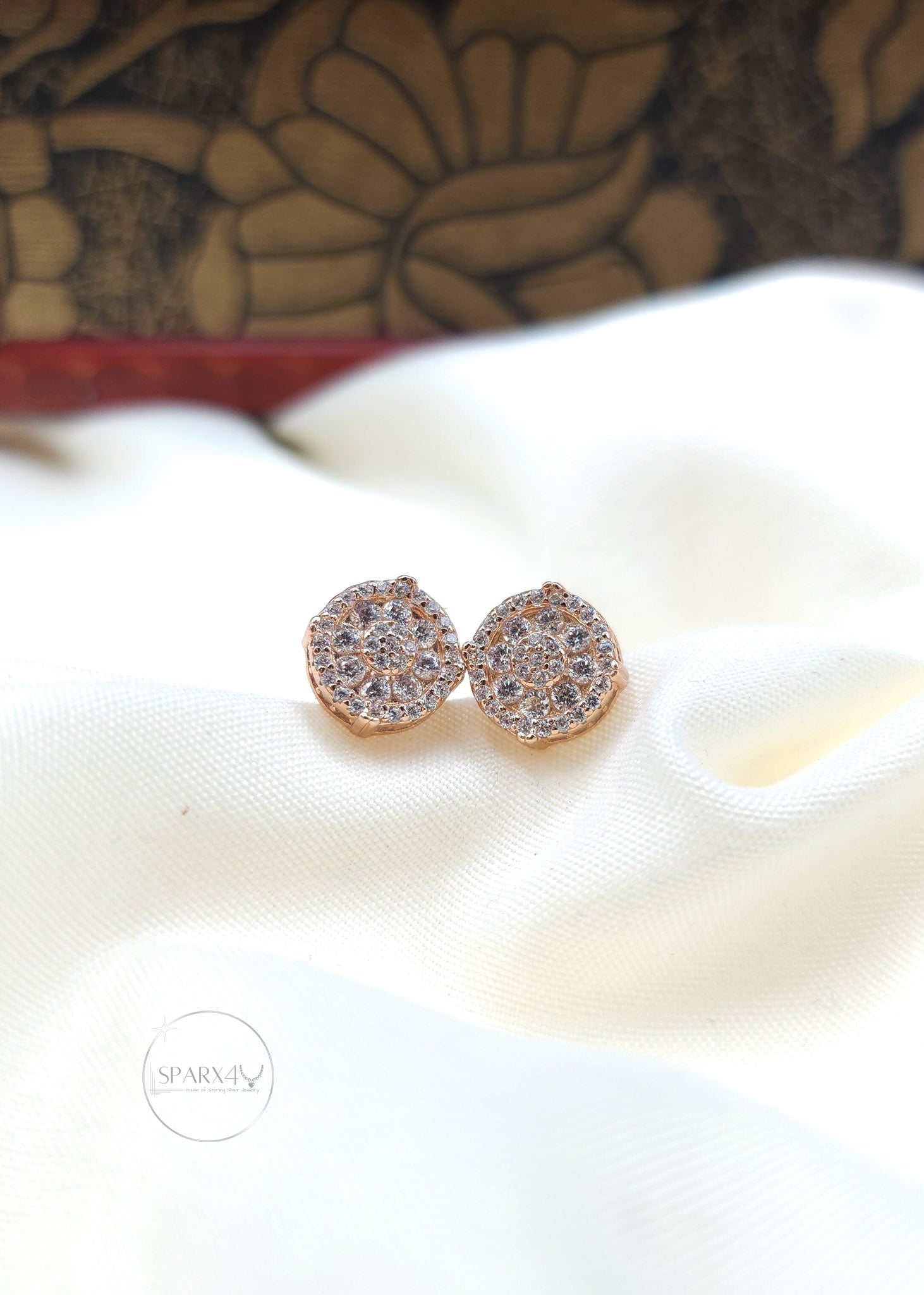 STERLING SILVER GLEAMING ROSE STUD EARRING