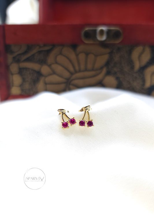STERLING SILVER GOLDEN CHERRY STUD EARRING