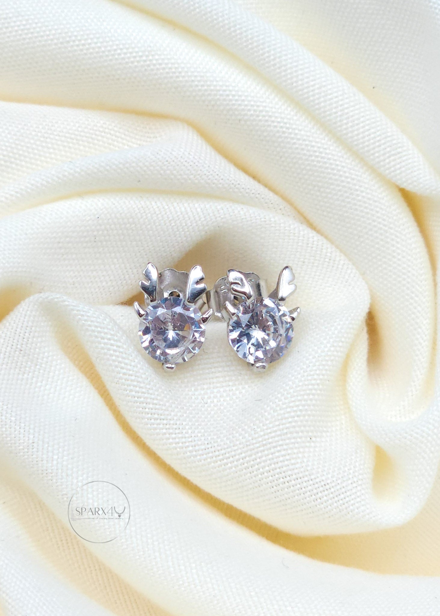 ROUND CZ DEER EARRING