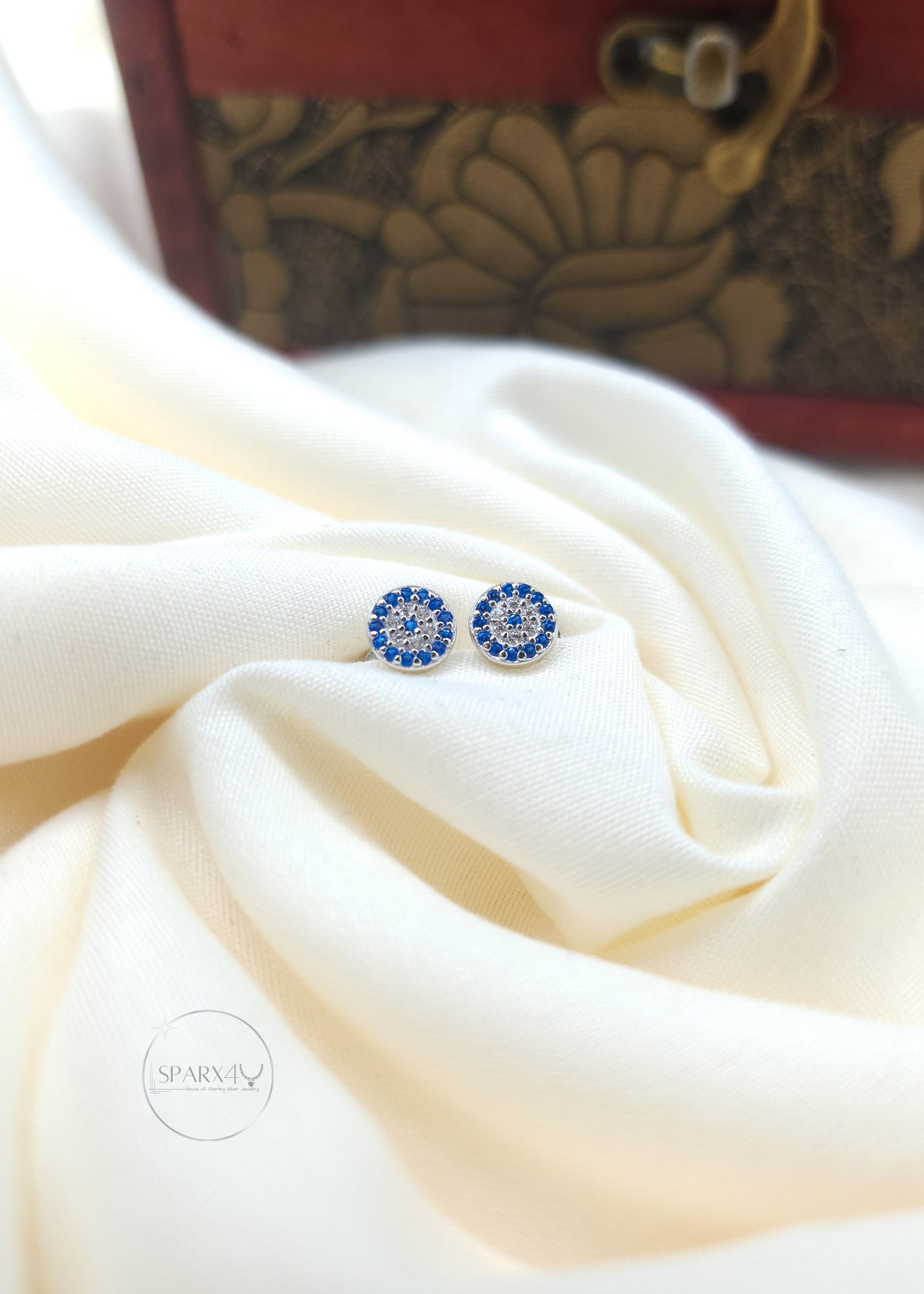 SAPPHIRE EVIL EYE EARRING