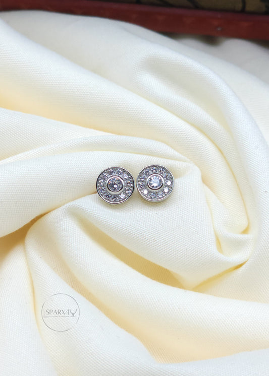 STERLING SILVER SPARKLING HALO STUD EARRING