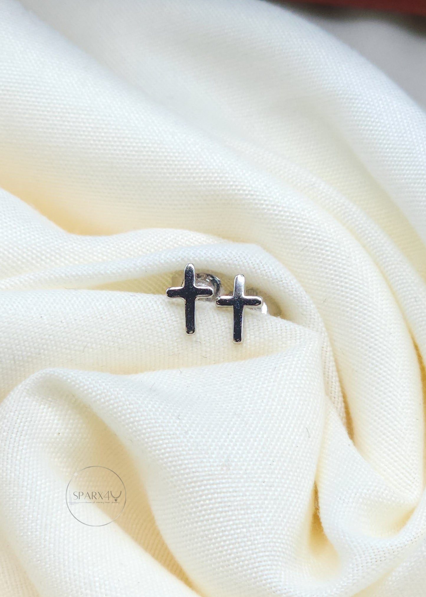 STERLING SILVER CROSS STUD EARRING