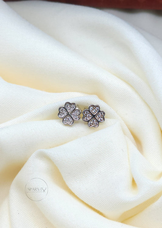 STERLING SILVER HEART PETAL STUD EARRING