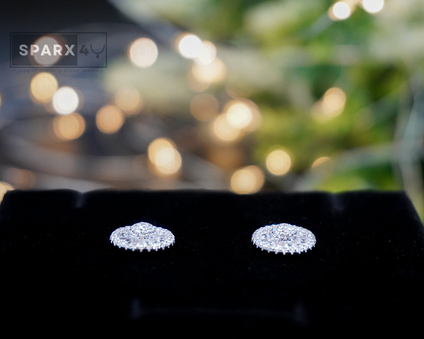 ROUND HALO STUD EARRINGS