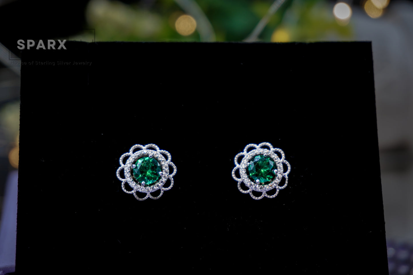 2 in 1 ROUND FLOWER STUD EARRINGS (GREEN)