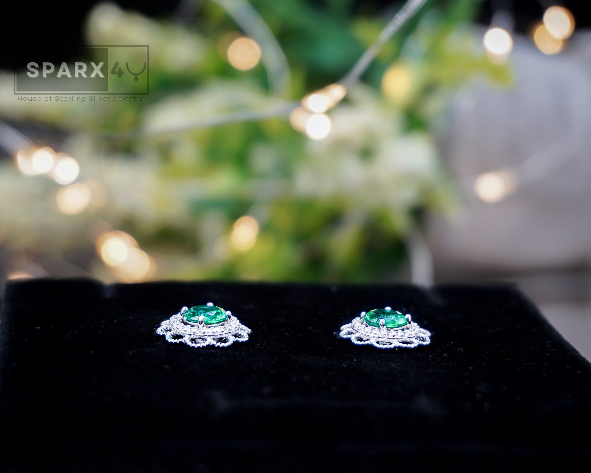 2 in 1 ROUND FLOWER STUD EARRINGS (GREEN)