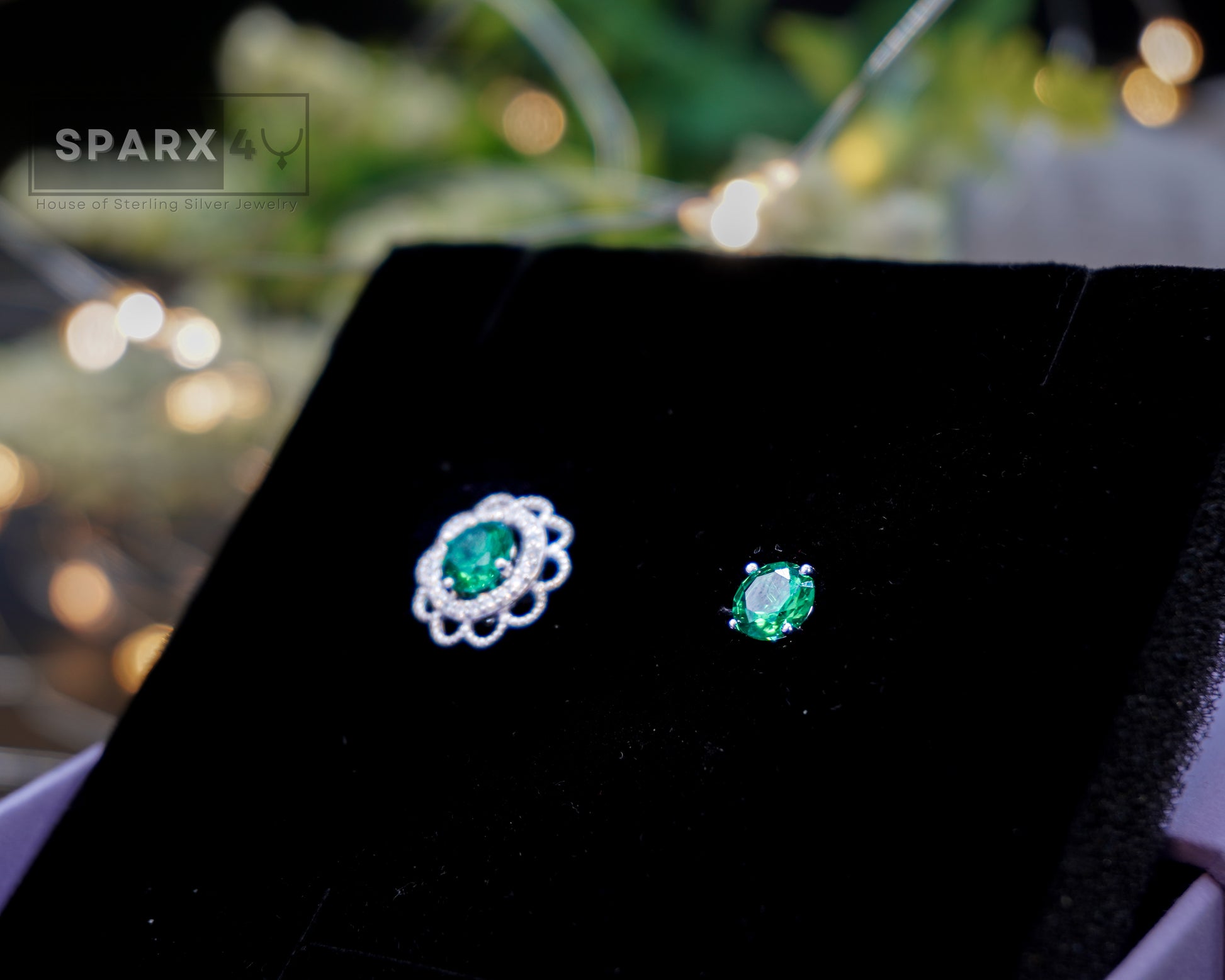 2 in 1 ROUND FLOWER STUD EARRINGS (GREEN)