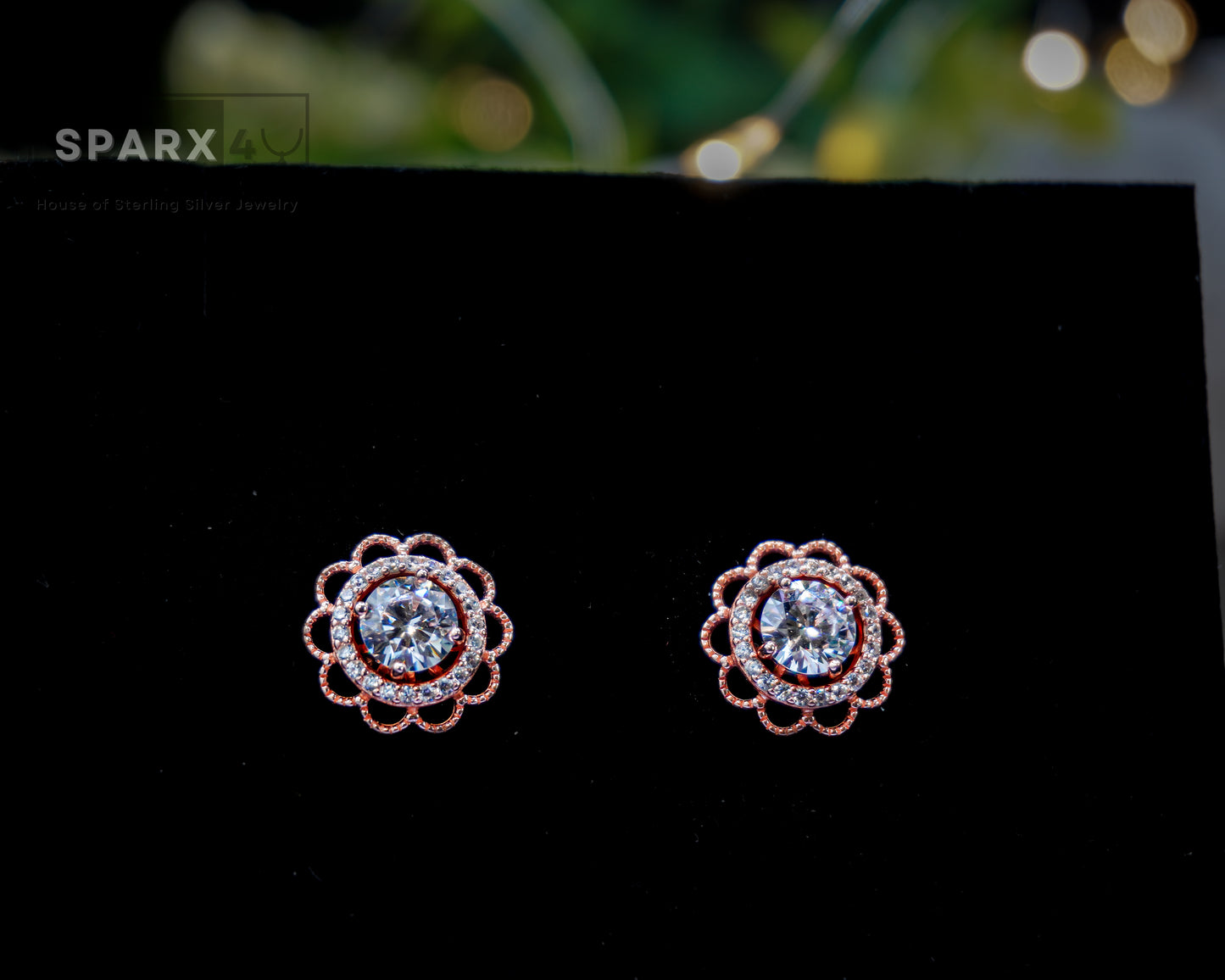 2 in 1 ROUND FLOWER STUD EARRINGS (ROSE GOLD)