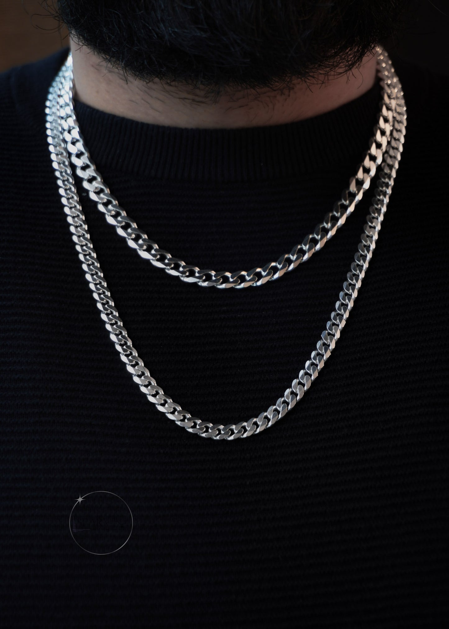 STERLING SILVER CURB CHAIN 9mm
