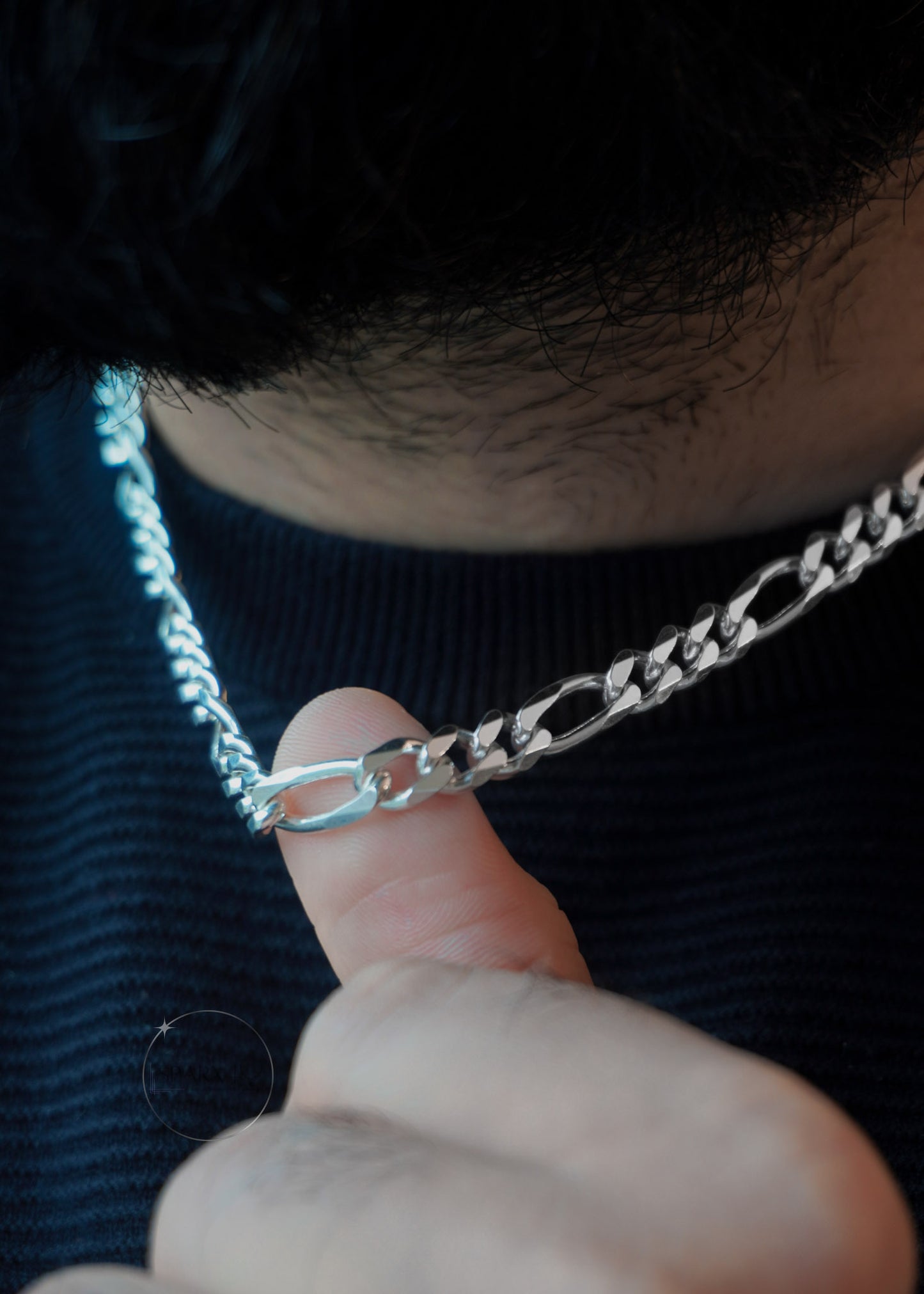 STERLING SILVER FIGARO CHAIN 9mm