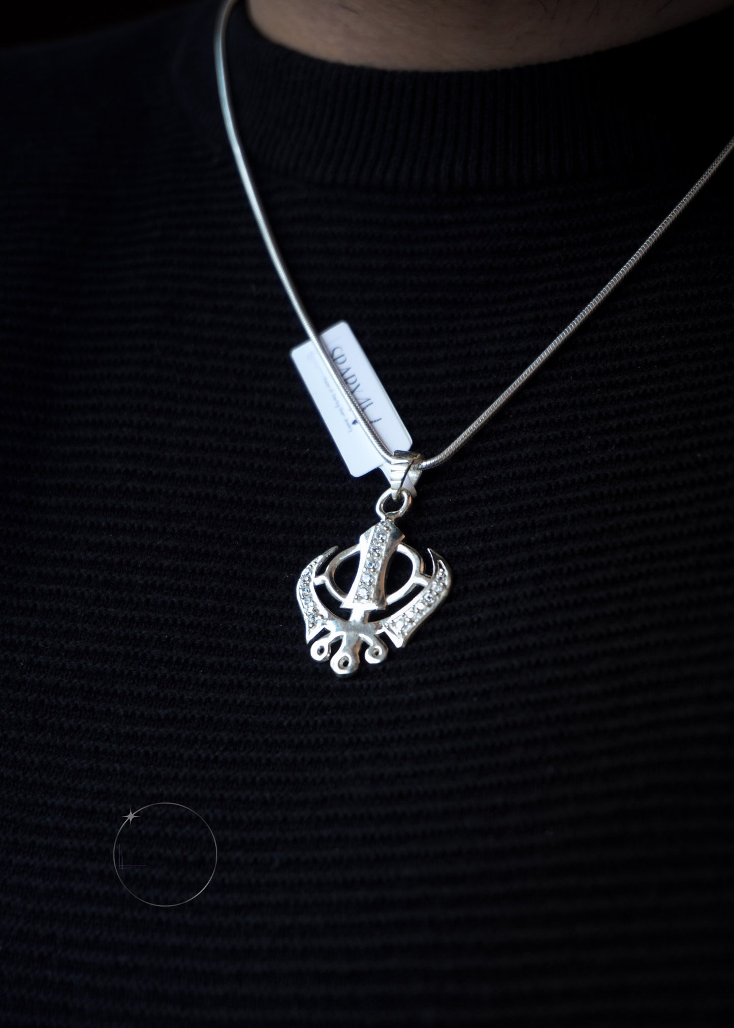Sterling silver medium Khanda pendant