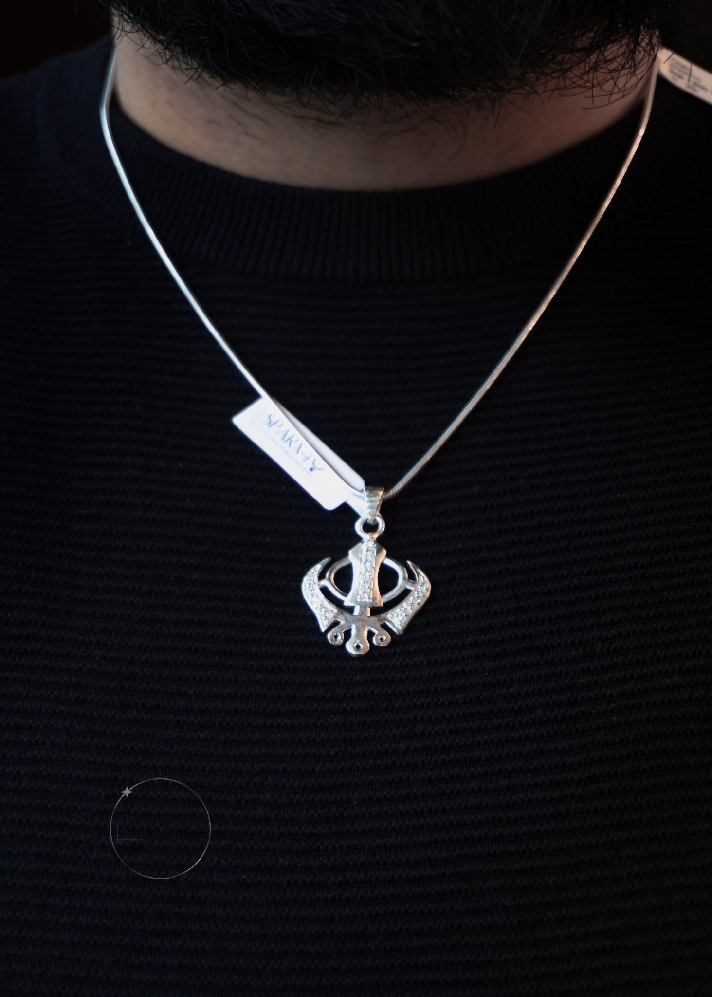 medium-sized sterling silver Khanda pendant