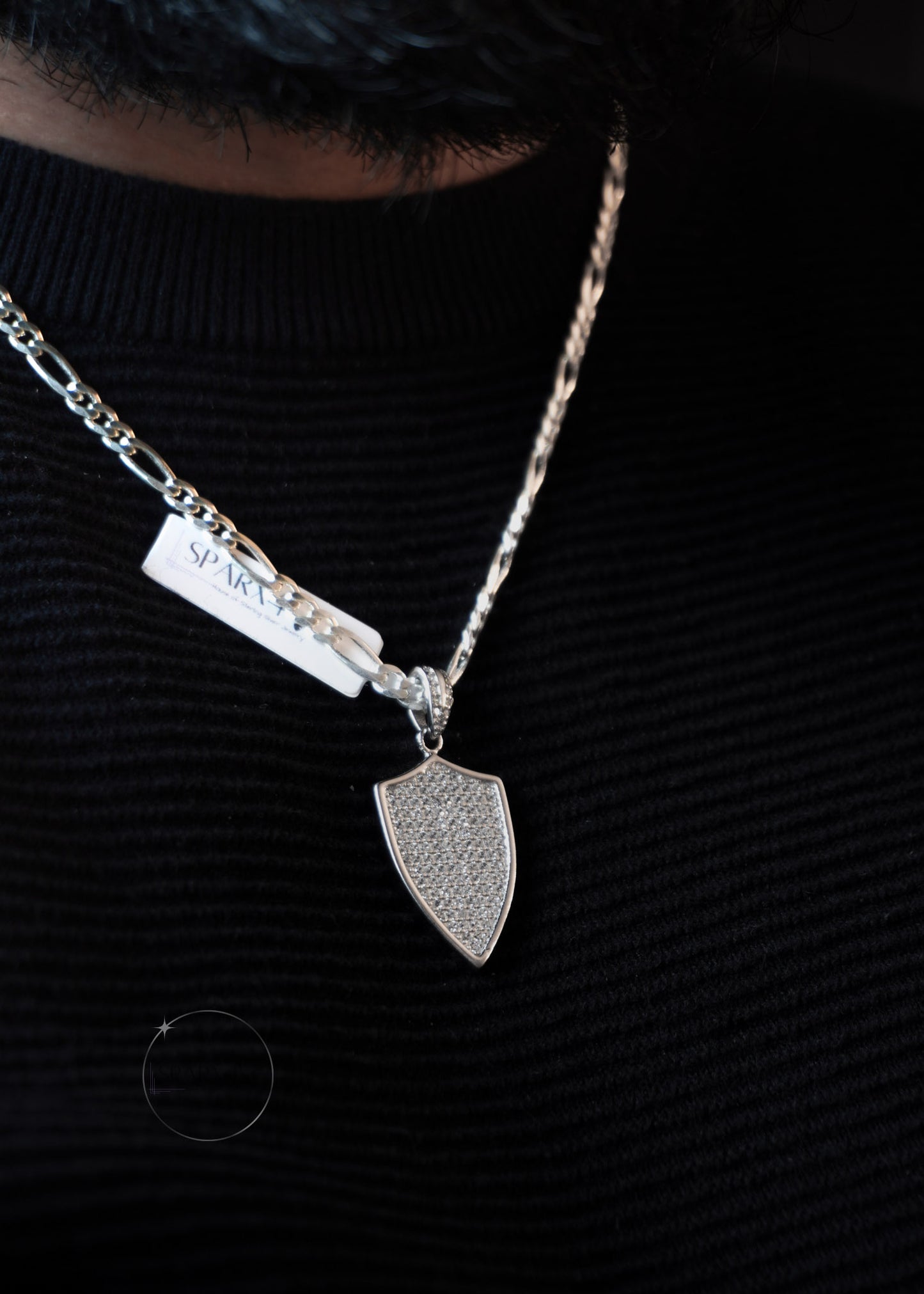 SILVER SHIELD CZ PENDANT