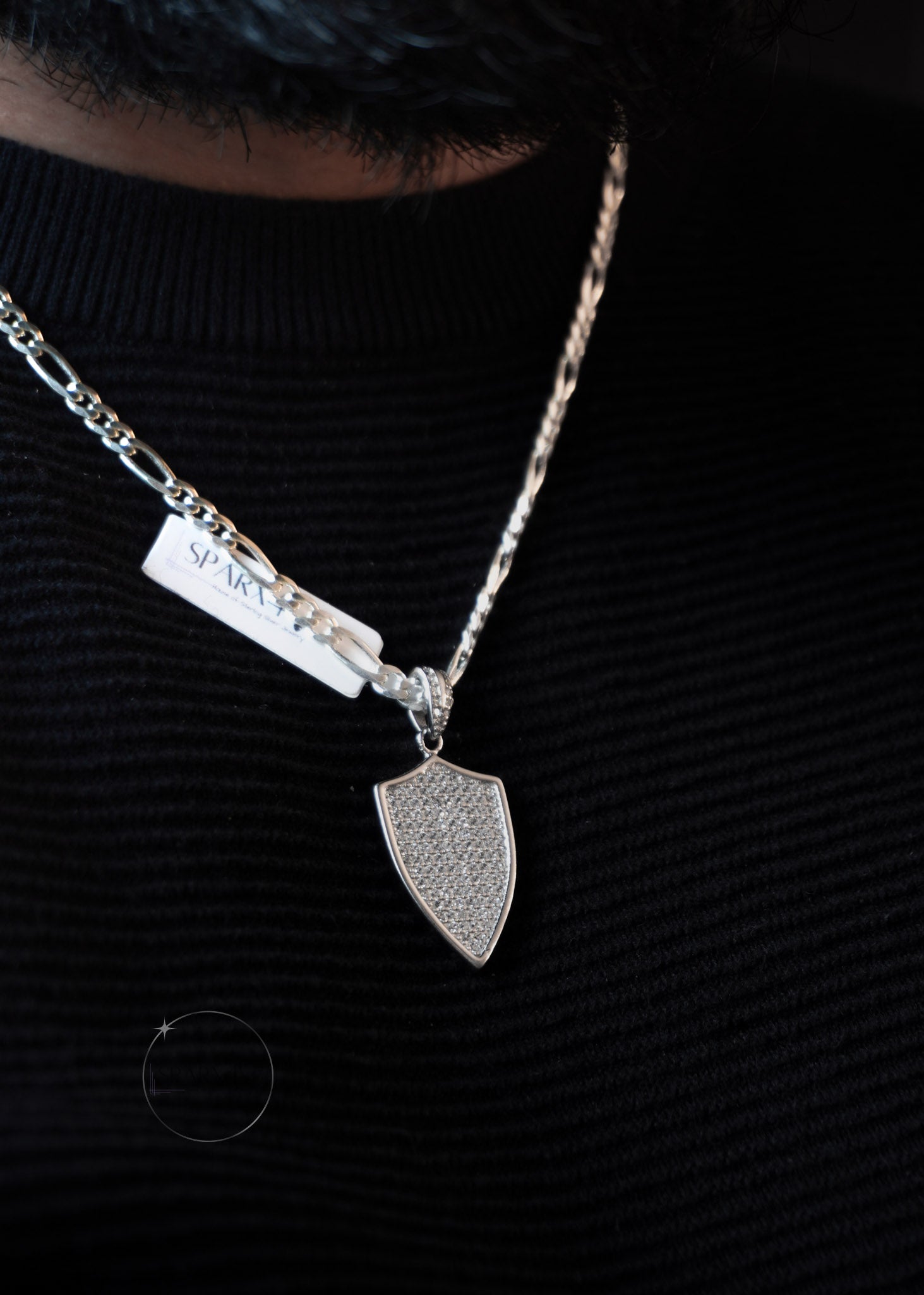 SILVER SHIELD CZ PENDANT