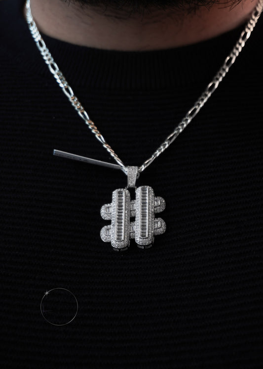 STERLING SILVER HASHTAG HIP HOP CZ PENDANT