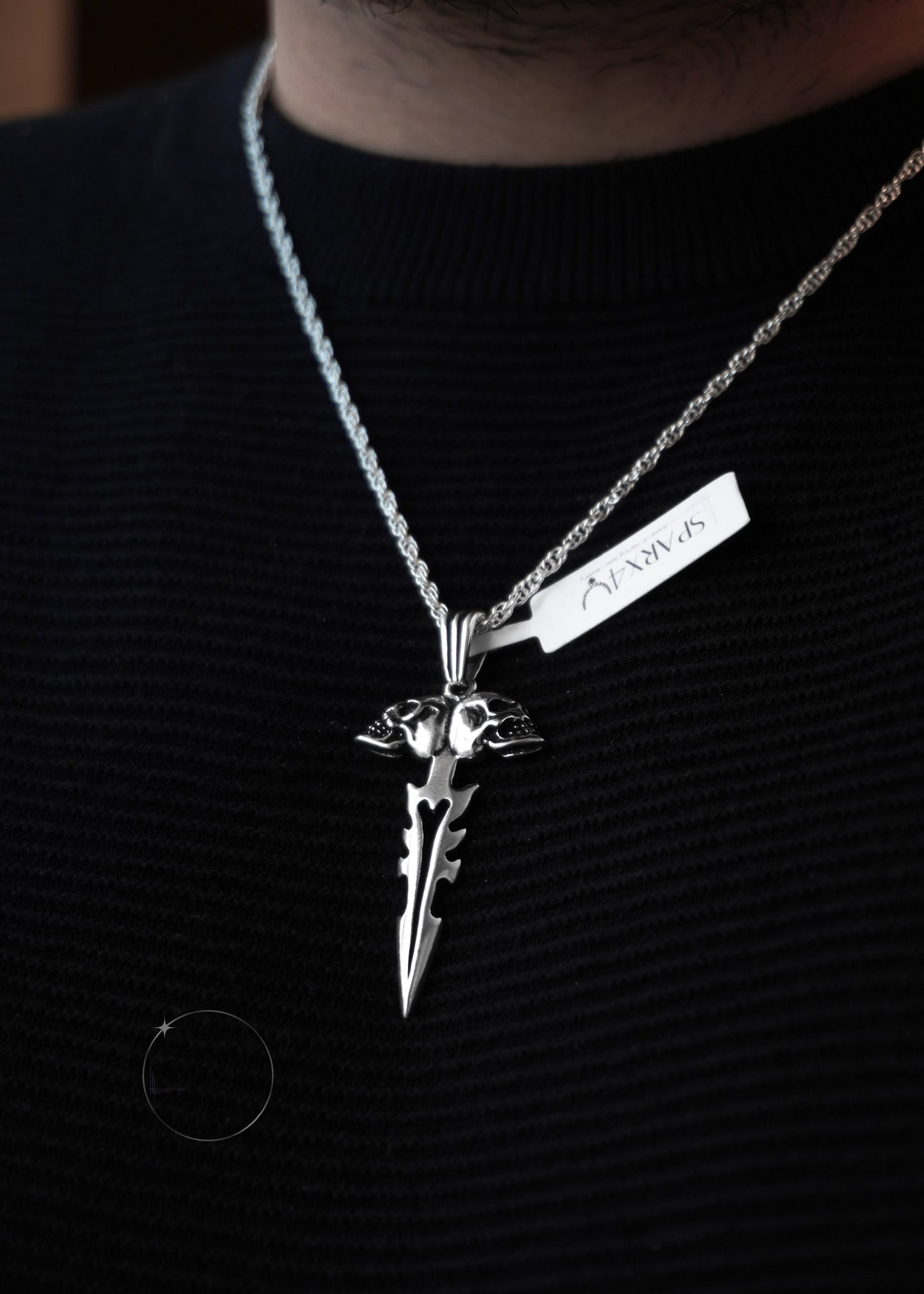 Skull Dagger Pendant in sterling silver