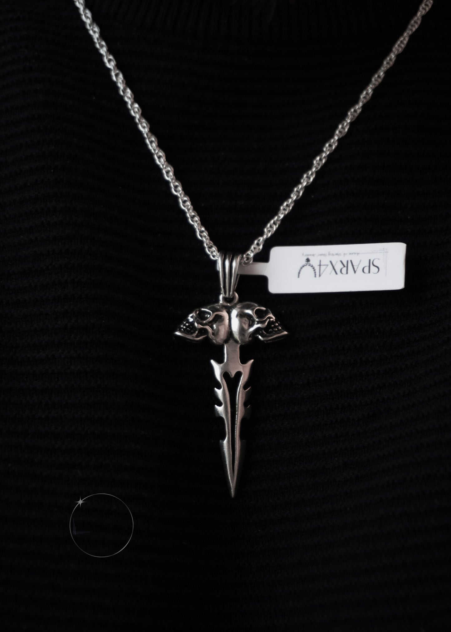 STERLING SILVER SKULL DAGGER PENDANT