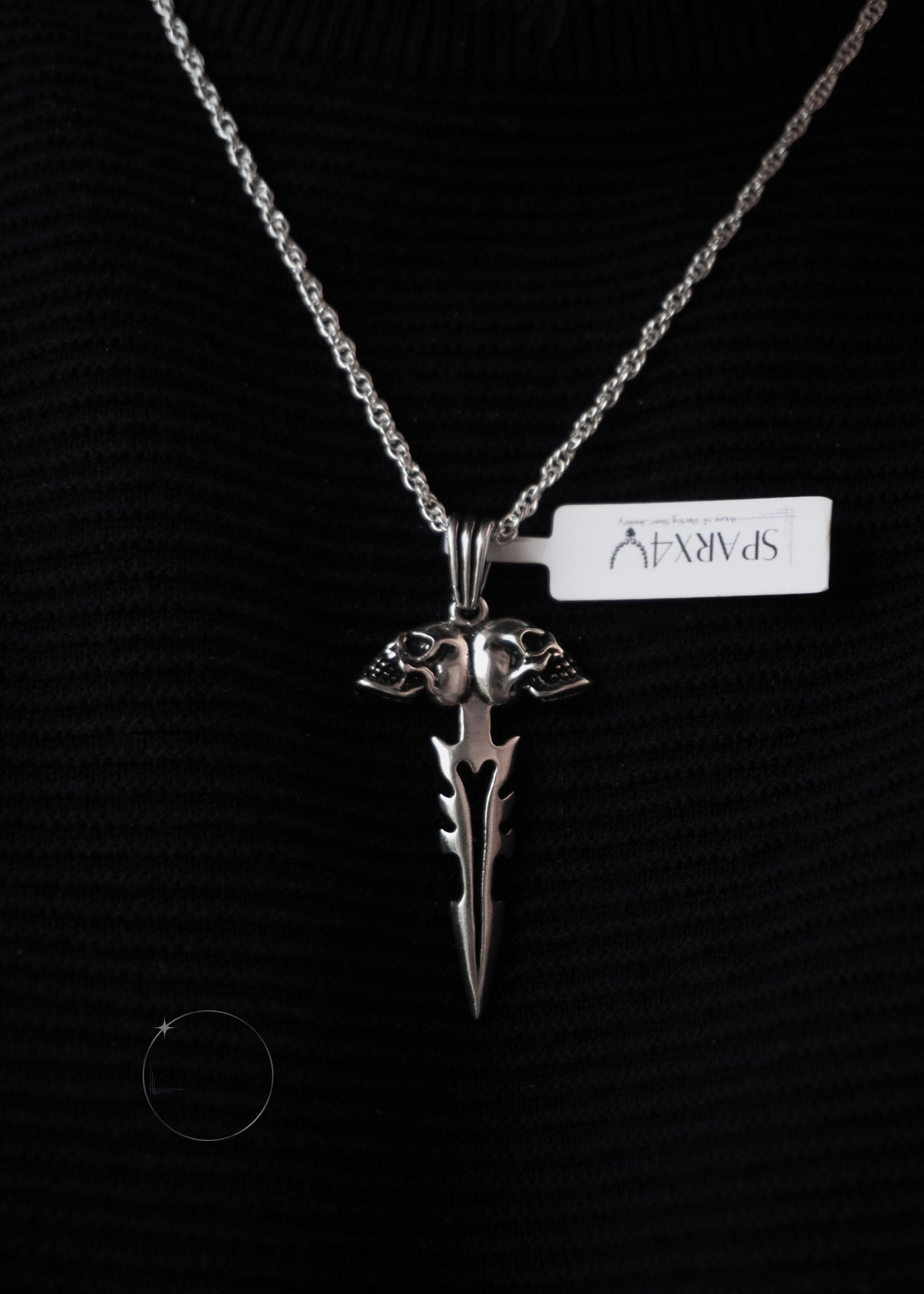 STERLING SILVER SKULL DAGGER PENDANT