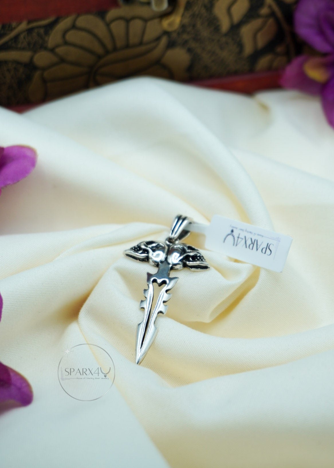 Silver Skull Dagger Pendant