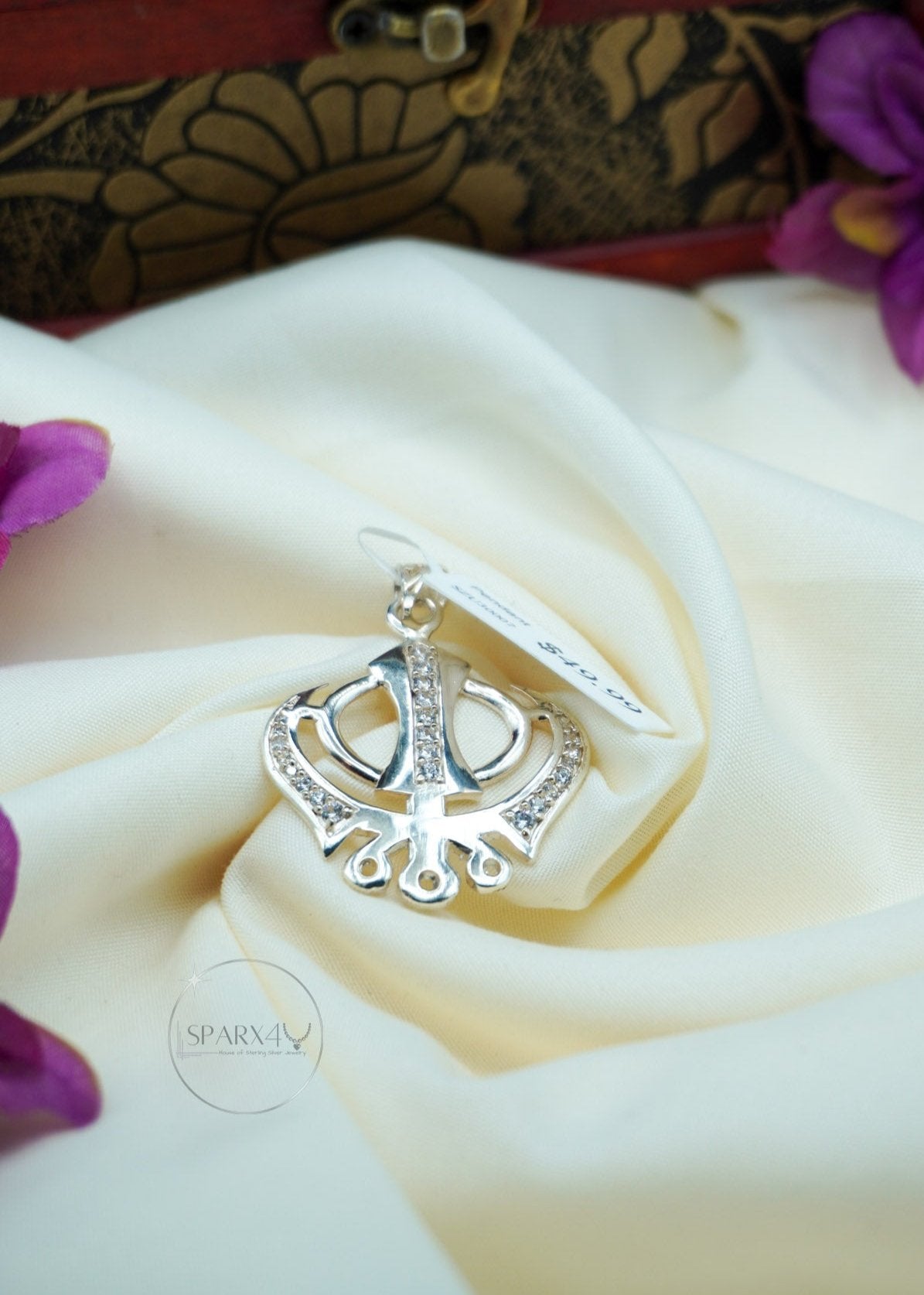 LARGE KHANDA PENDANT STERLING SILVER