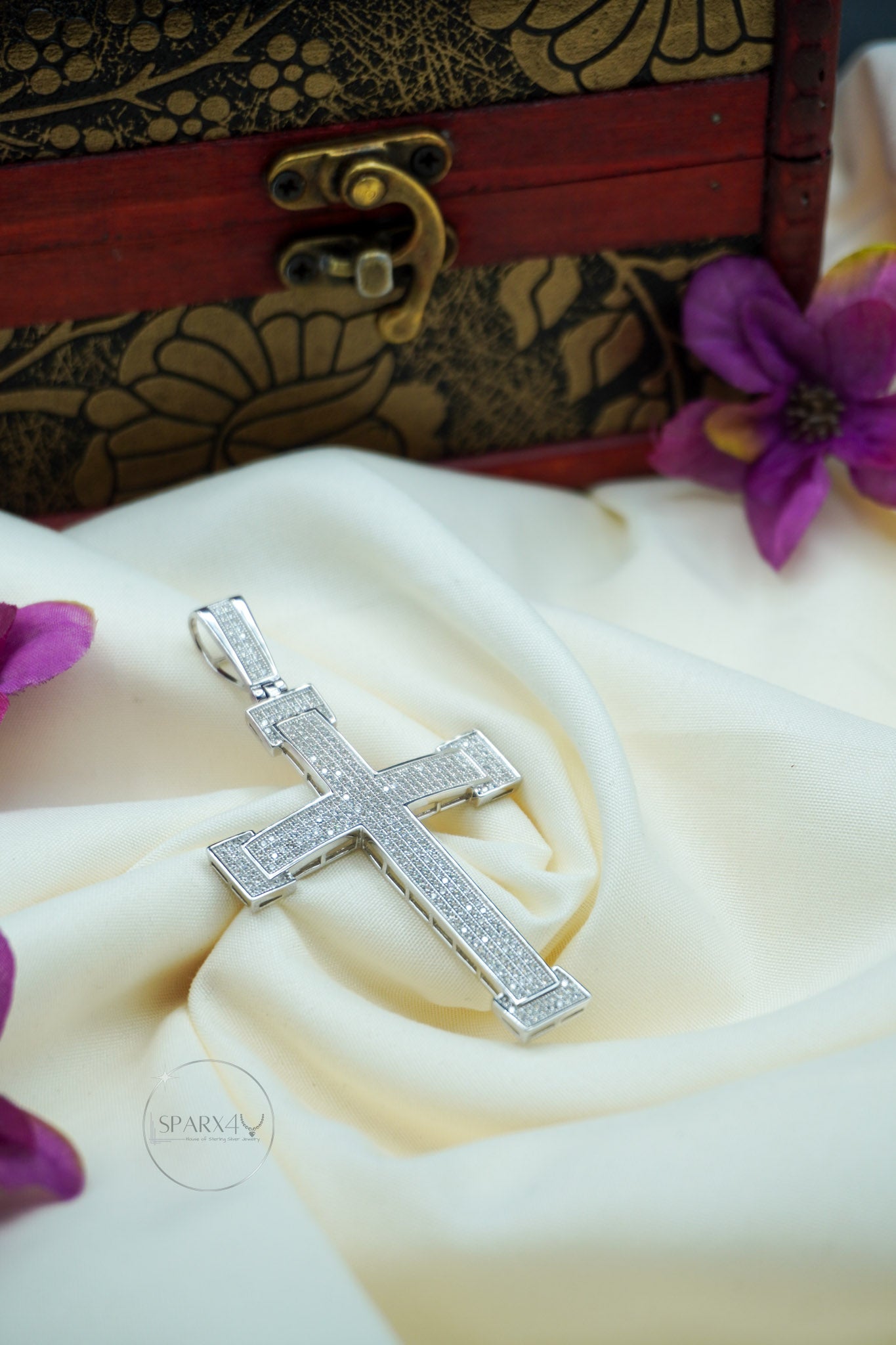 LARGE CROSS CZ PENDANT