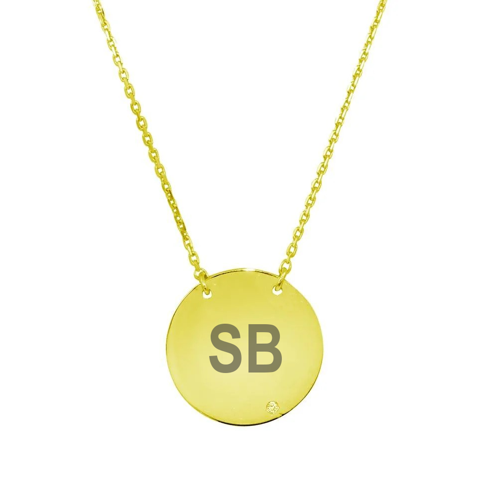 Diamond Disc Necklace Gold Plated_2