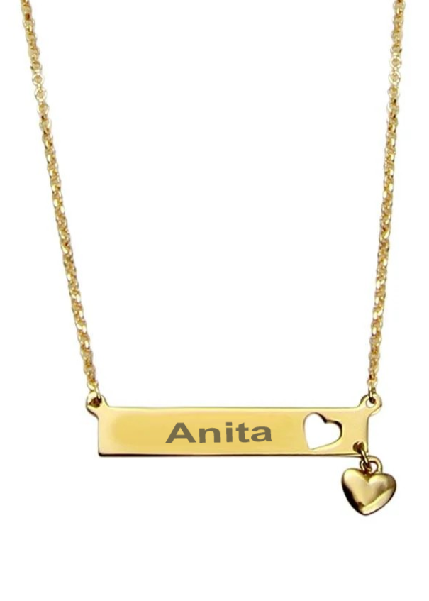Heart Bar Necklace Gold
