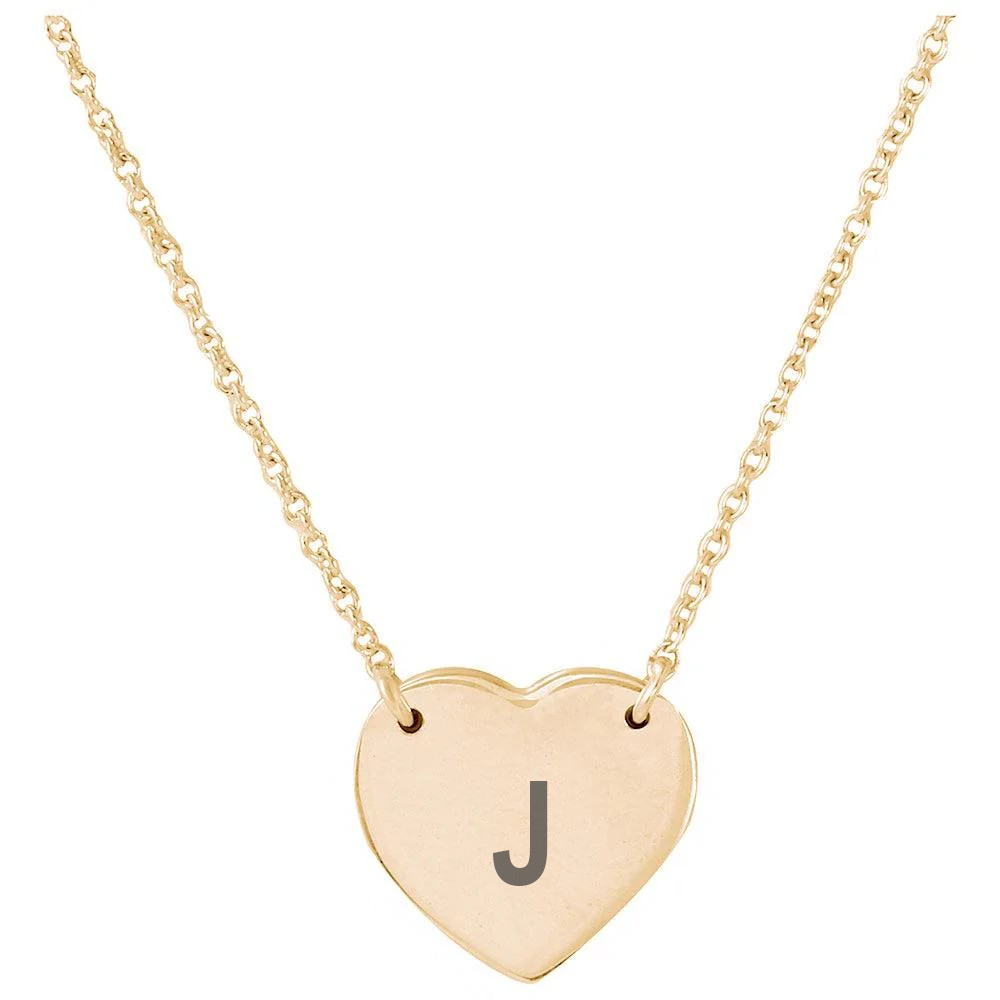 Heart Initials Necklace Gold