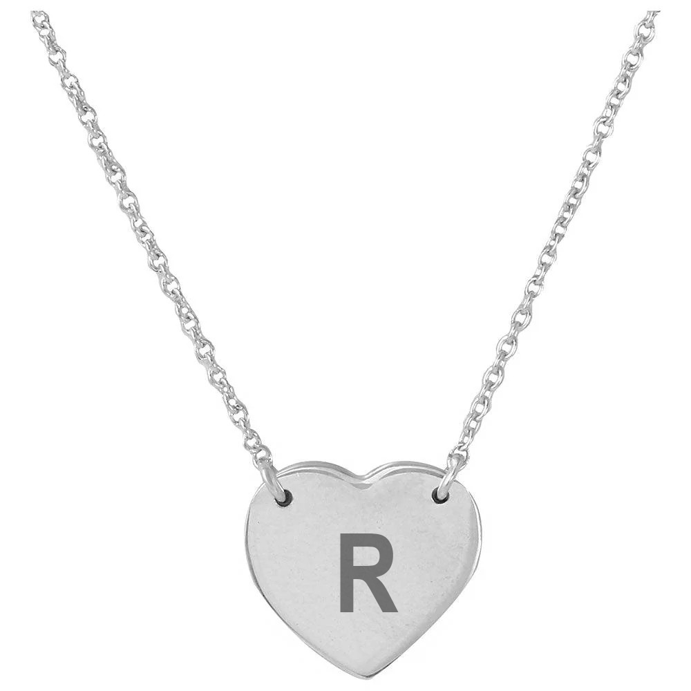 Heart Initials Necklace Silver