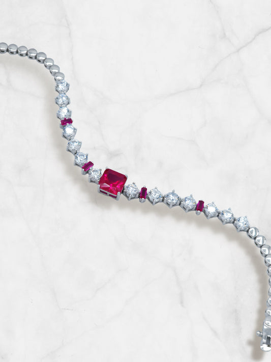 PRINCESS CUT RUBY TENNIS BRACELET