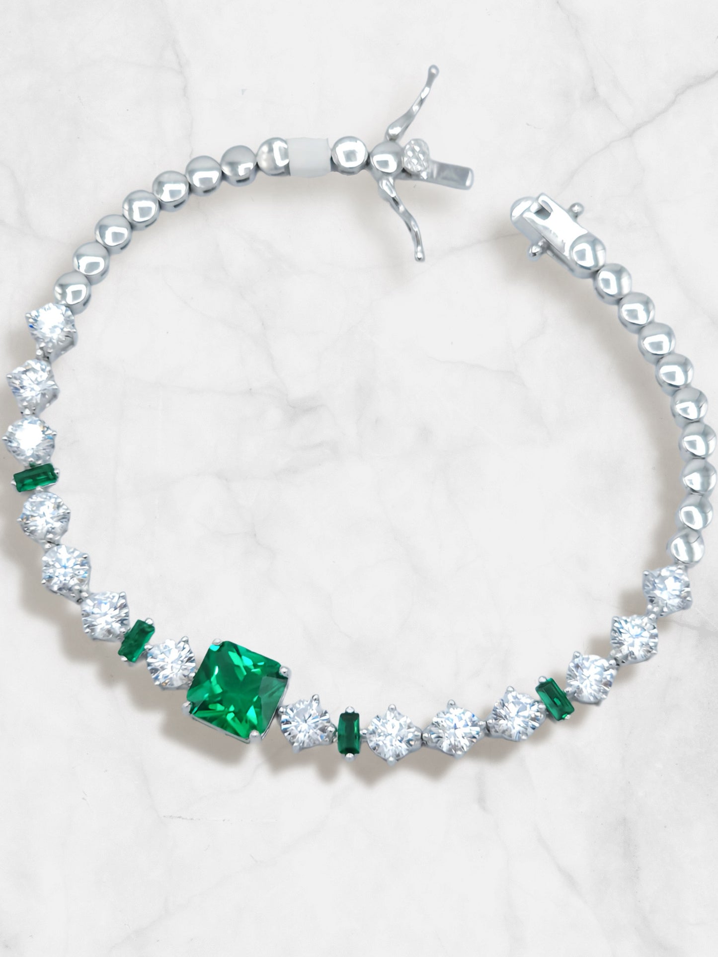 PRINCESS CUT EMERALD TENNIS BRACELET