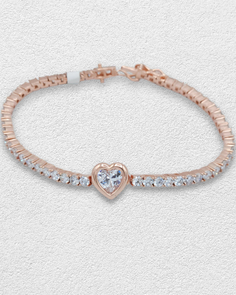 HEART CZ TENNIS BRACELET