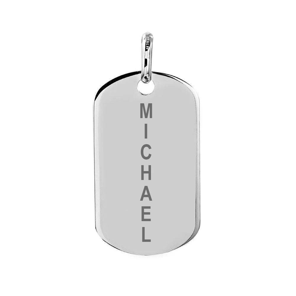Mens Dog Tag Name Necklace Large