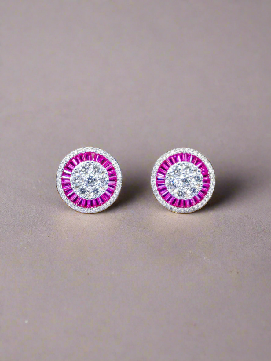 RUBY ROUND STUD EARRINGS