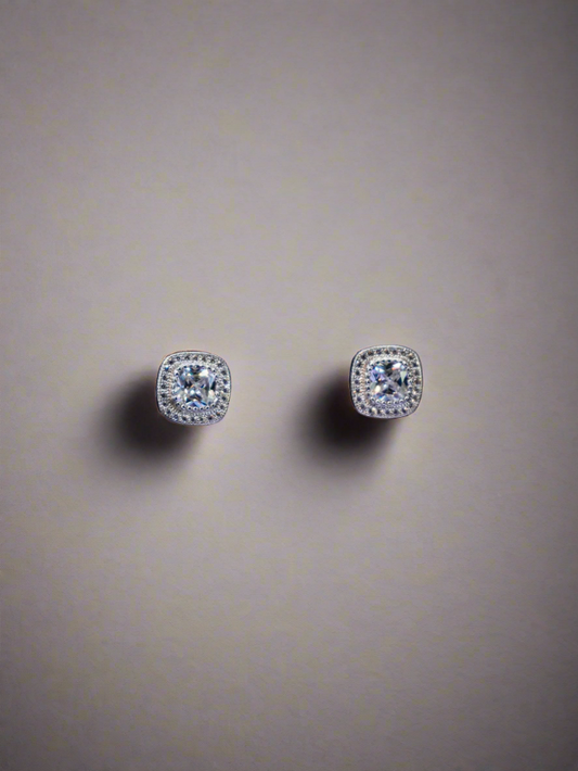 CUSHION CUT STUD EARRINGS
