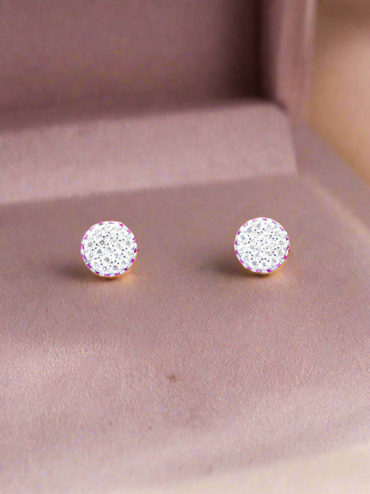 ROUND PINK HALO STUD EARRINGS