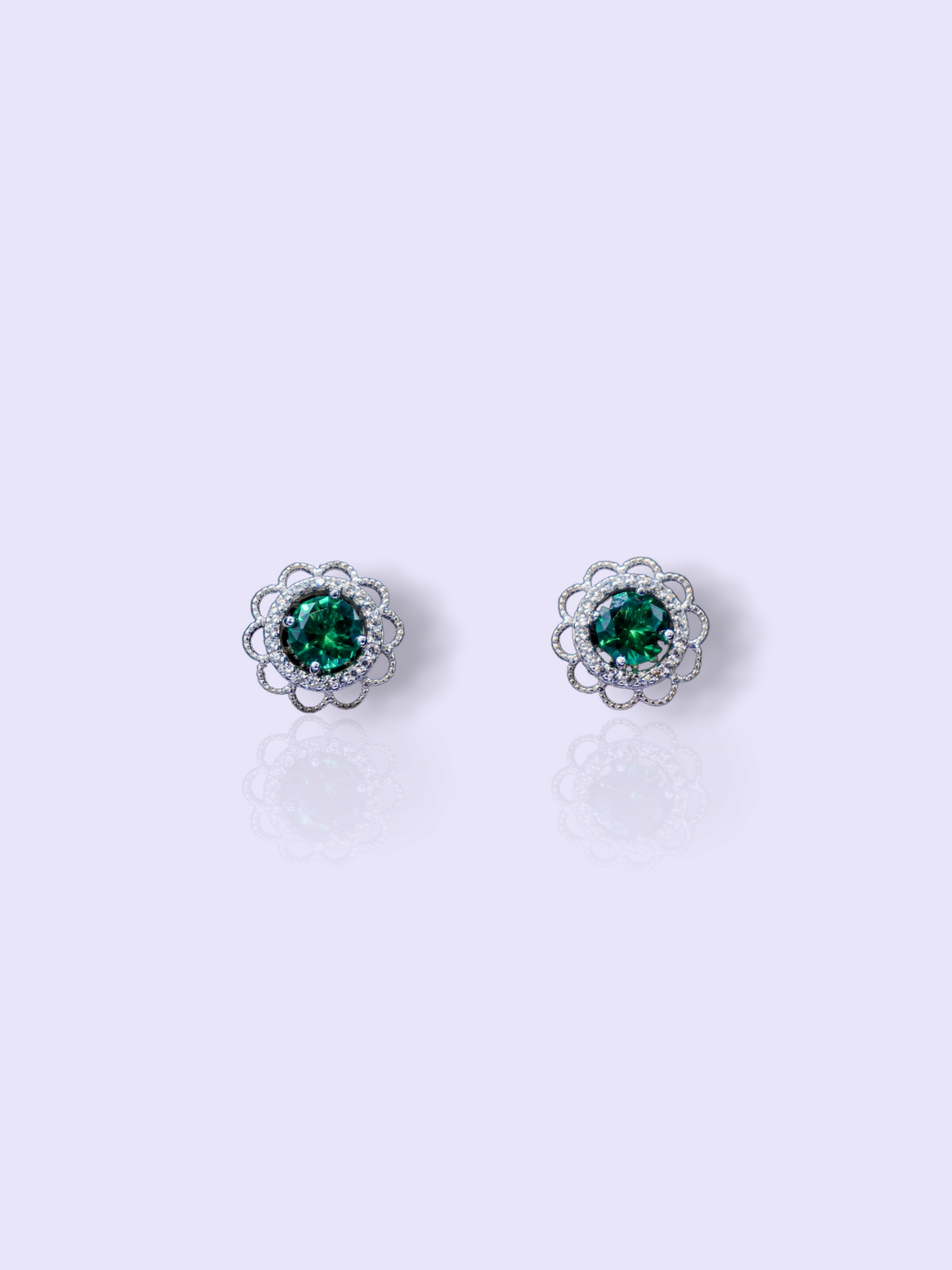 2 in 1 ROUND FLOWER STUD EARRINGS (GREEN)