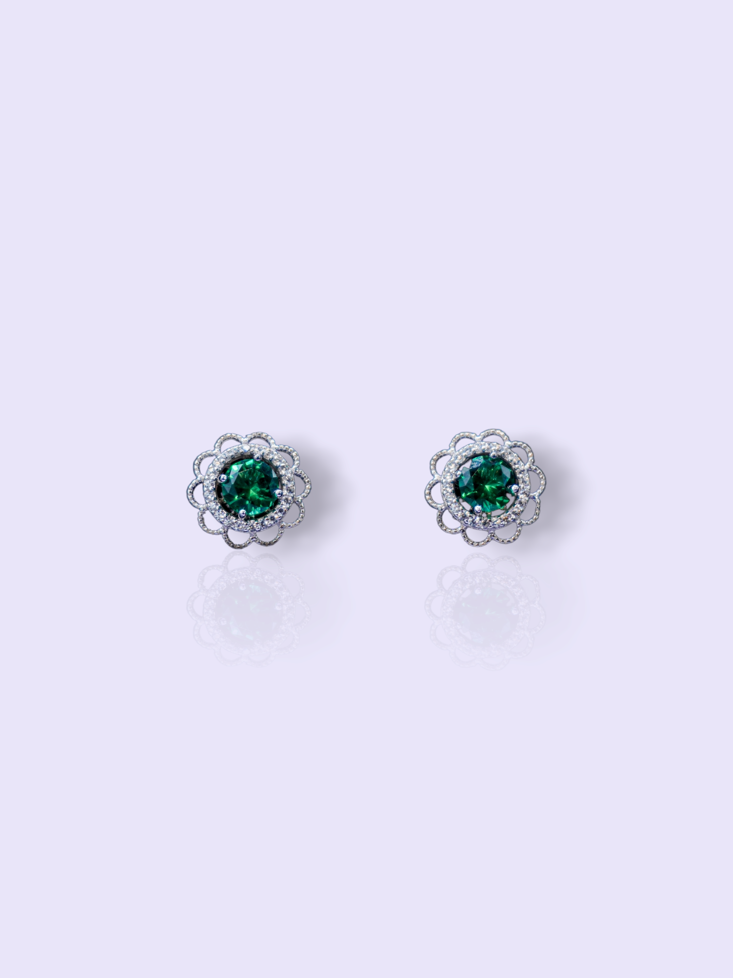 2 in 1 ROUND FLOWER STUD EARRINGS (GREEN)