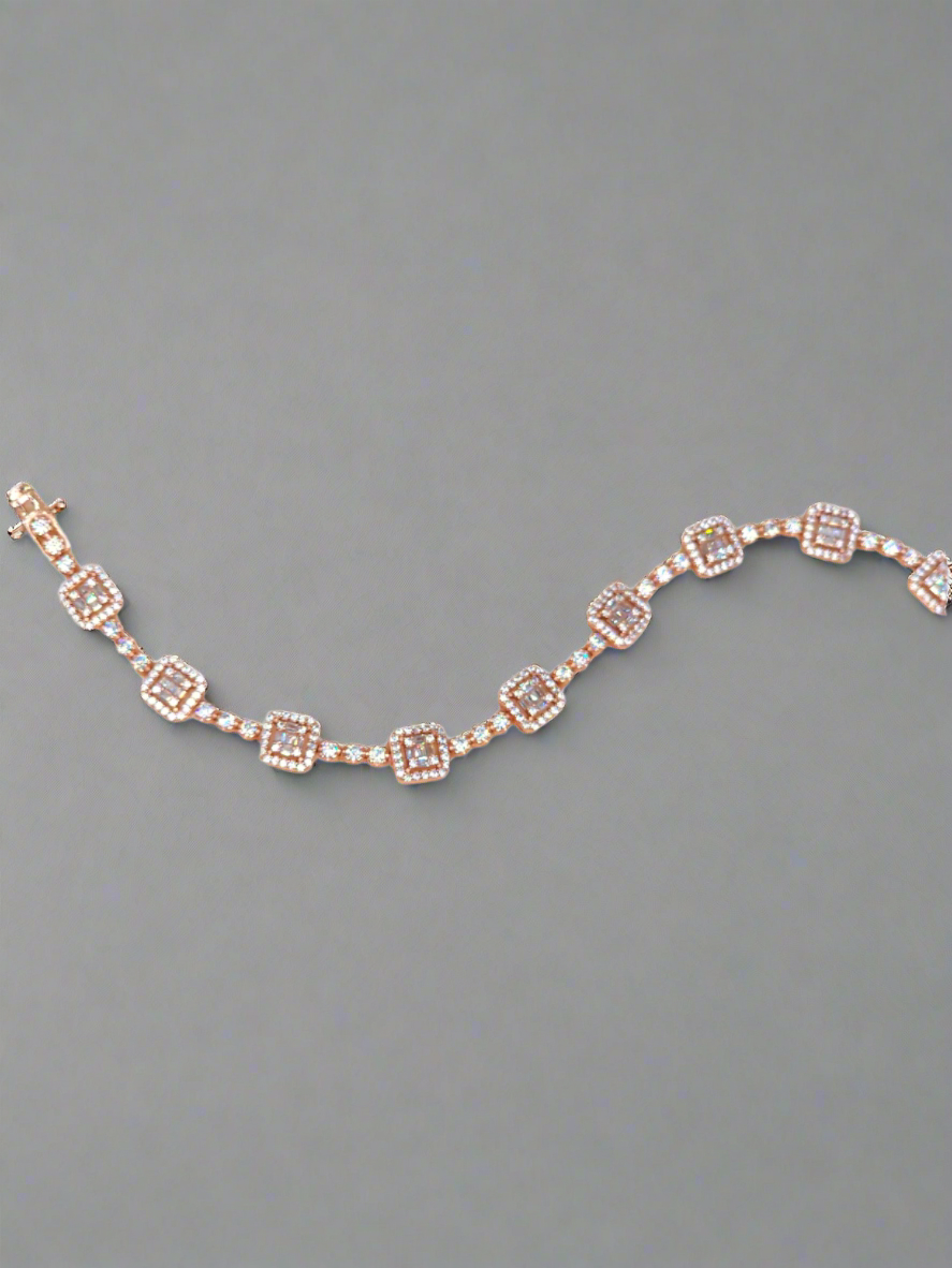 ROSE CZ SQUARE TENNIS BRACELET