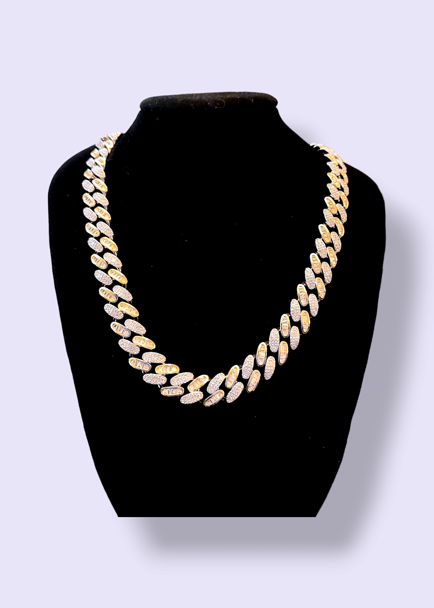 12mm CZ CUBAN CHAIN DUO TONE