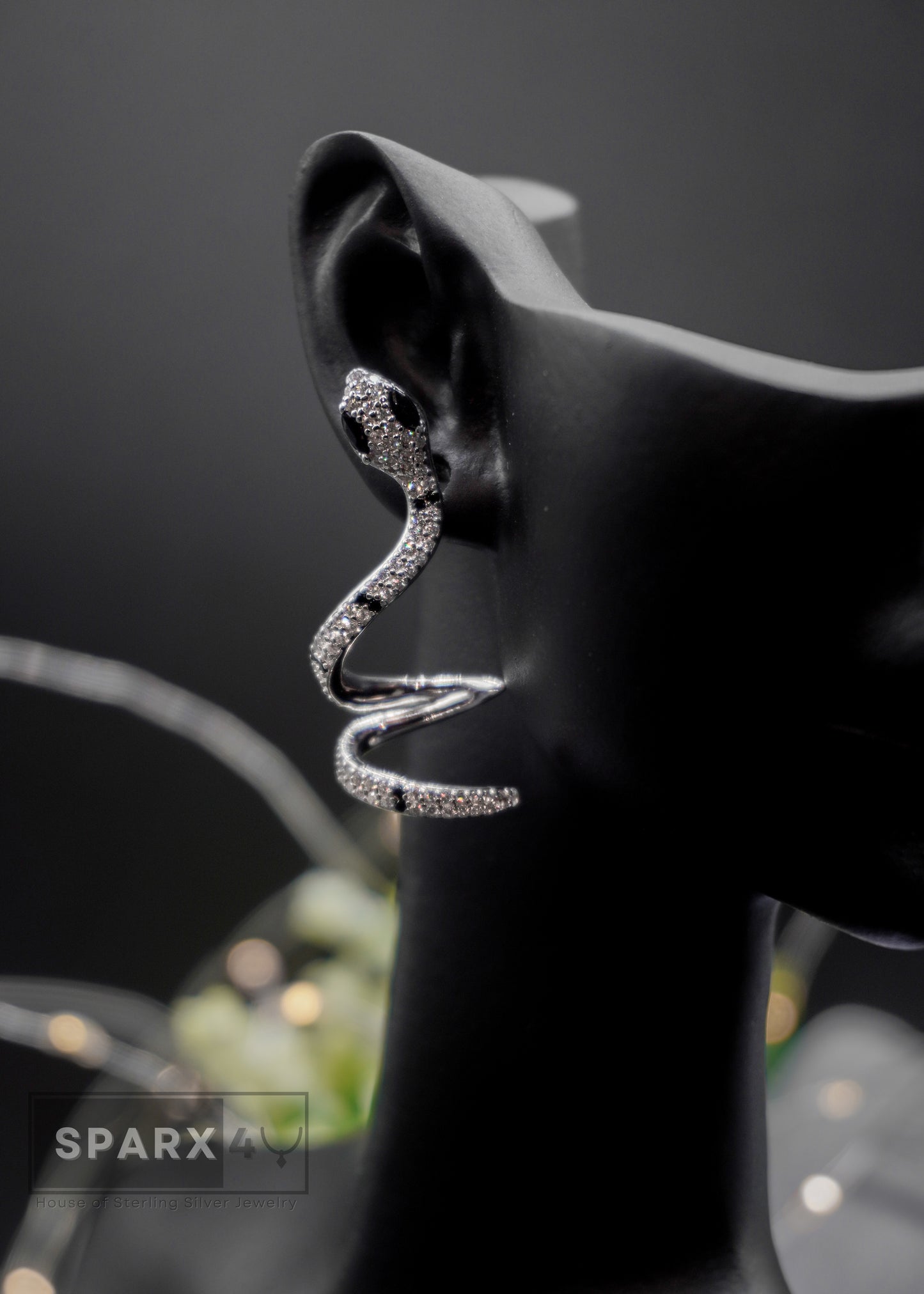 SPARKLY CZ SNAKE DANGLERS