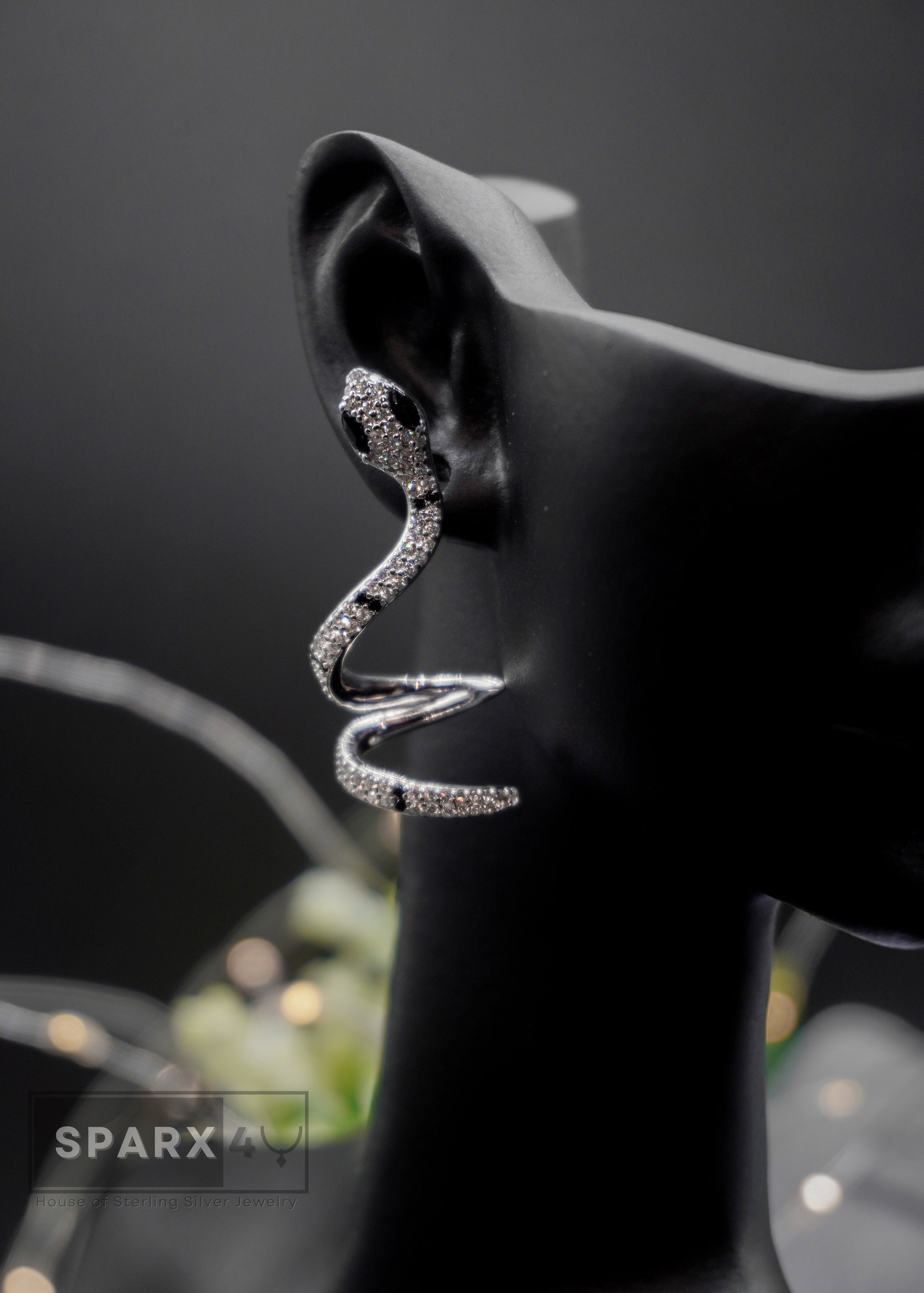 SPARKLY CZ SNAKE DANGLERS