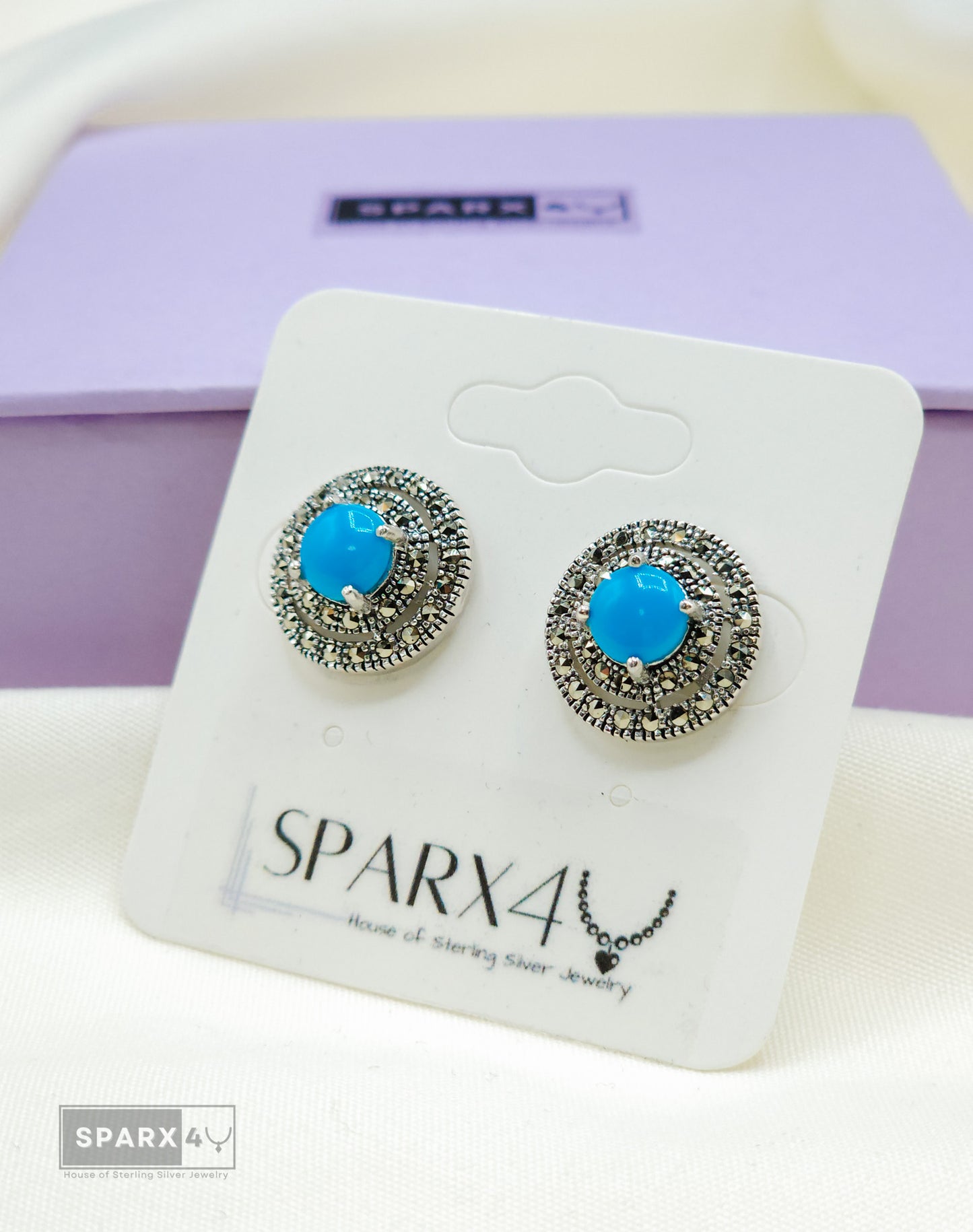 TURQUOISE CRYSTAL STUD EARRINGS

